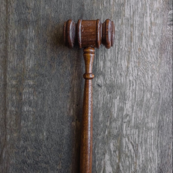 A gavel lying on a table