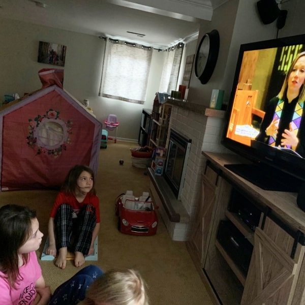 First Congo kids watching Sunday School on their tv