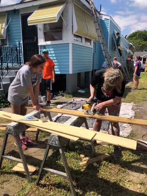 Youth program kids doing carpentry